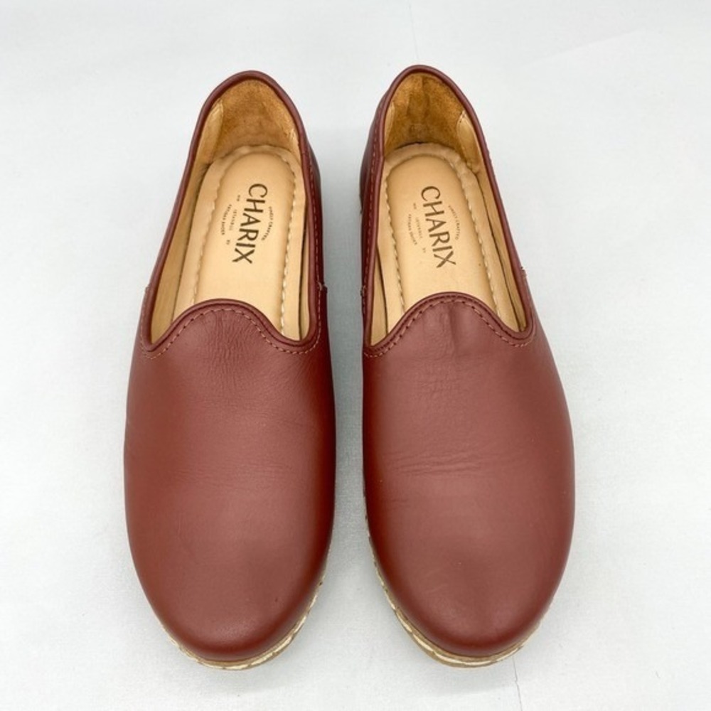 Charix Womens 37 7 Brown Leather Artisan Loafer Slip On Flats Shoes Comfort